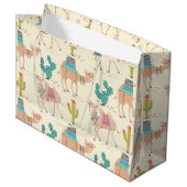 Grand Sac Cadeau motif à chameaux, motif à cactus, empreinte désert (Devant Angle)