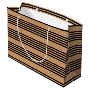 Grand Sac Cadeau Motif à cinq bandes noir et brun