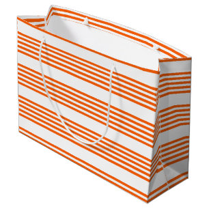 Grand Sac Cadeau Motif à cinq bandes orange et blanc