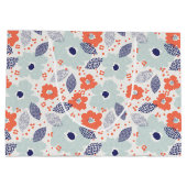 Grand Sac Cadeau Motif à fleurs moderne orange et bleu (Dos)