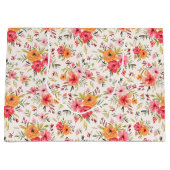 Grand Sac Cadeau Motif à fleurs Orange Doodle Garden (Devant)