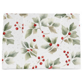Grand Sac Cadeau Motif à l'aquarelle Holly et Berries (Devant)