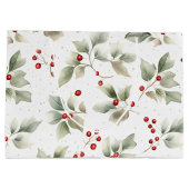 Grand Sac Cadeau Motif à l'aquarelle Holly et Berries (Dos)