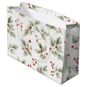 Grand Sac Cadeau Motif à l'aquarelle Holly et Berries (Dos Angle)