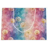 Grand Sac Cadeau Motif Abstrait de Pissenlit Vintage (3) (Devant)