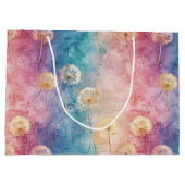 Grand Sac Cadeau Motif Abstrait de Pissenlit Vintage (3) (Dos)