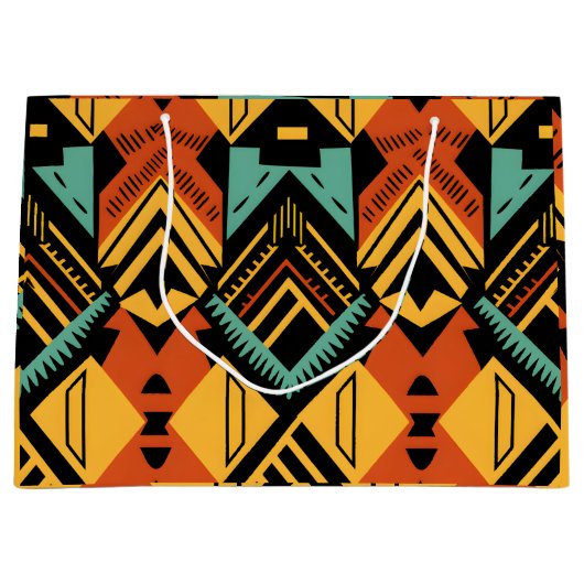 Grand Sac Cadeau Motif africain dynamique (Devant)