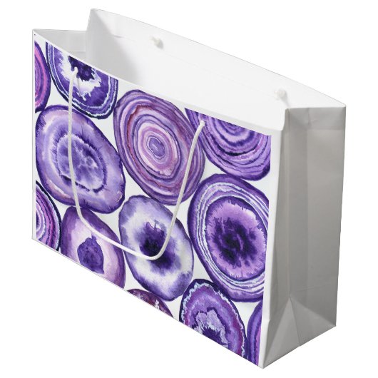 Grand Sac Cadeau Motif agate violet (Devant Angle)