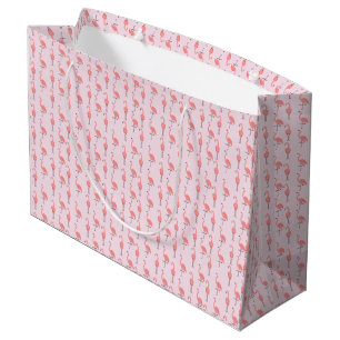 Grand Sac Cadeau Motif aléatoire d'oiseau flamant rose