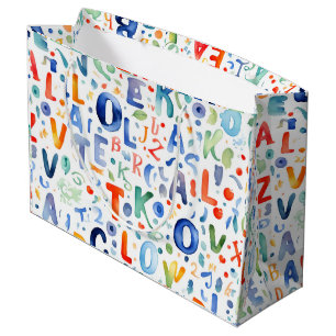 Grand Sac Cadeau Motif Alphabet