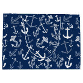 Grand Sac Cadeau Motif Ancre bleu marine (Dos)