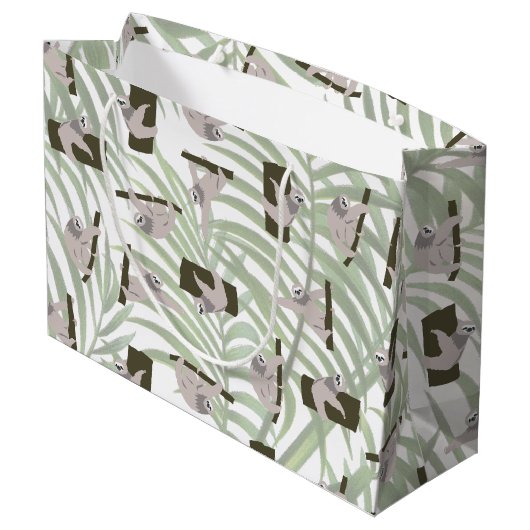 Grand Sac Cadeau Motif animal mignon Sloth en forêt sauvage (Dos Angle)