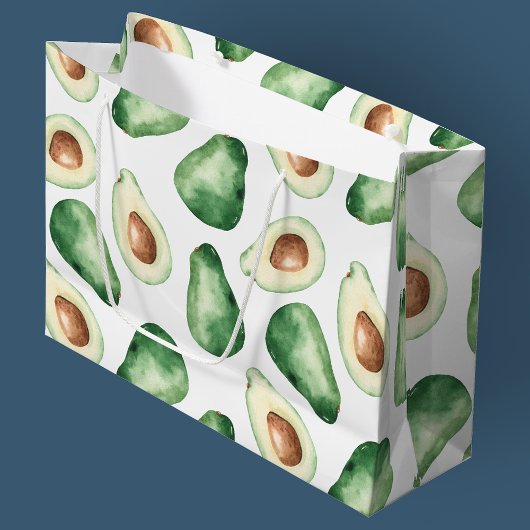 Grand Sac Cadeau Motif Aquarelle Avocado
