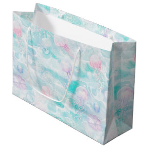 Grand Sac Cadeau Motif aquarelle de méduses côtières