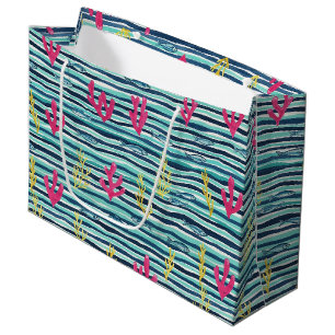 Grand Sac Cadeau Motif aquarelle nautique rétro (1)