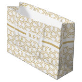 Grand Sac Cadeau Motif Art déco or et blanc (Devant Angle)