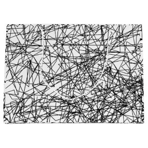 Grand Sac Cadeau motif artistique abstrait noir blanc