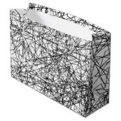 Grand Sac Cadeau motif artistique abstrait noir blanc (Dos Angle)