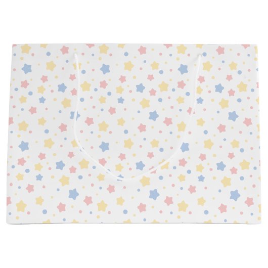 Grand Sac Cadeau Motif Baby Pink and Blue Stars (Devant)