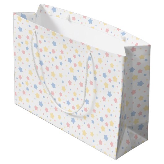 Grand Sac Cadeau Motif Baby Pink and Blue Stars (Dos Angle)