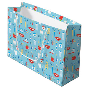 Grand Sac Cadeau Motif bleu dentaire