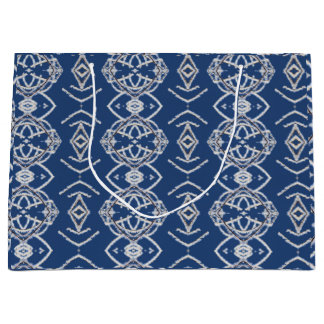 Grand Sac Cadeau Motif Bleu et Blanche Formes de neige