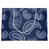 Grand Sac Cadeau Motif bleu-foncé élégant de Paisley (Devant)