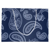 Grand Sac Cadeau Motif bleu-foncé élégant de Paisley (Dos)