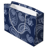 Grand Sac Cadeau Motif bleu-foncé élégant de Paisley (Dos Angle)