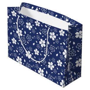 Grand Sac Cadeau Motif Blue Sakura