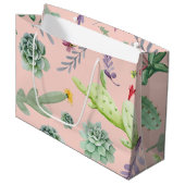 Grand Sac Cadeau Motif Cactus 8 (Devant Angle)