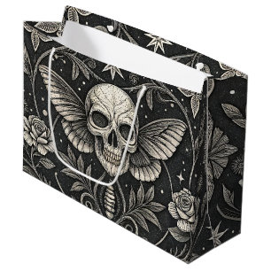 Grand Sac Cadeau Motif céleste floral de crâne gothique (1)