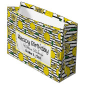Grand Sac Cadeau Motif citron moderne Anniversaire (Devant Angle)
