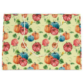 Grand Sac Cadeau Motif citrouille orange et bleu (Devant)