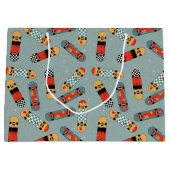 Grand Sac Cadeau Motif Cool bleu Retro Skateboard (Devant)