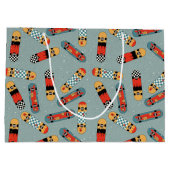 Grand Sac Cadeau Motif Cool bleu Retro Skateboard (Dos)