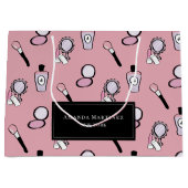 Grand Sac Cadeau Motif cosmétique maquillage rose (Devant)