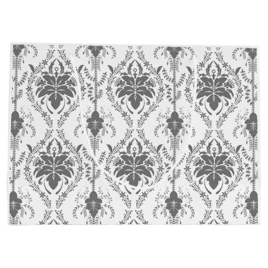 Grand Sac Cadeau Motif Damask blanc et gris (Dos)