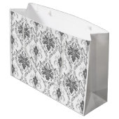 Grand Sac Cadeau Motif Damask blanc et gris (Dos Angle)