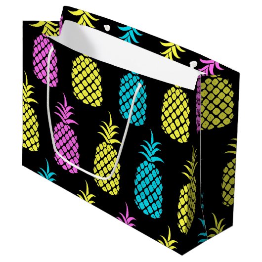 Grand Sac Cadeau Motif d'ananas (Devant Angle)