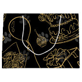 Grand Sac Cadeau Motif d'anniversaire de l'or noir (Devant)