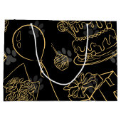 Grand Sac Cadeau Motif d'anniversaire de l'or noir (Dos)