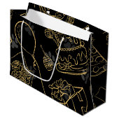 Grand Sac Cadeau Motif d'anniversaire de l'or noir (Devant Angle)