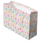 Grand Sac Cadeau Motif d'aquarelle douce Coeurs et Cupcakes (Dos Angle)