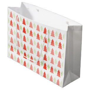 Grand Sac Cadeau Motif d'arbre de Noël vert rouge