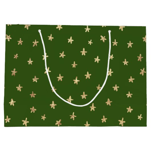 Grand Sac Cadeau Motif Dark Moody Green Gold Star (Dos)