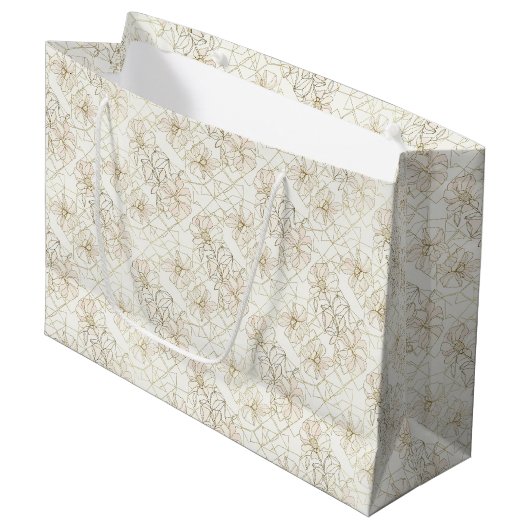 Grand Sac Cadeau Motif d'art en ligne botanique minimal (1) (Devant Angle)