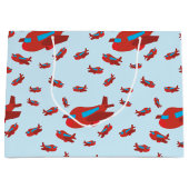 Grand Sac Cadeau Motif d'avion rouge et bleu (Devant)