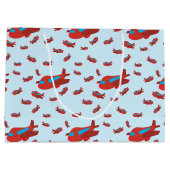 Grand Sac Cadeau Motif d'avion rouge et bleu (Dos)