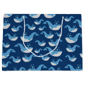 Grand Sac Cadeau Motif de baleines de l'océan bleu profond (Devant)